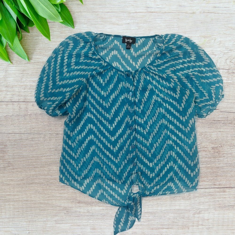 SHEER Blouse with Tie Front